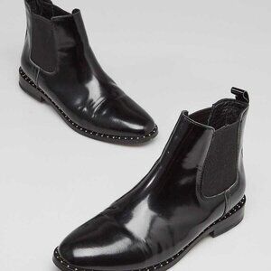 Yves Saint Laurent Black Leather Studded Ankle Boots Size 5.5/36
